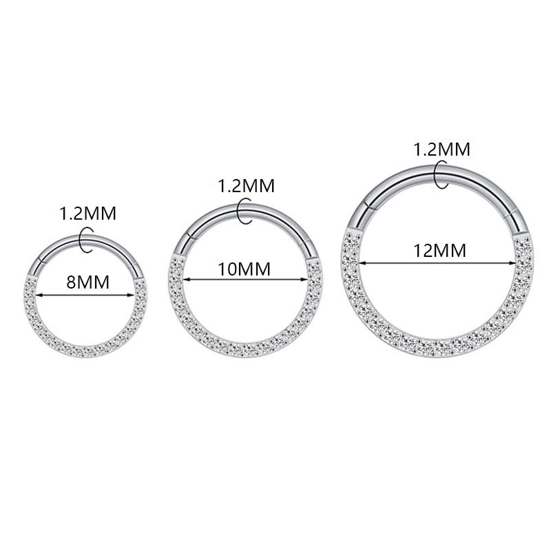 Steel Hinged Segment Hoop CZ Stone Nose Ring Nipple Clicker Ear Cartilage Tragus Helix Lip Earring Piercing Body Jewelry