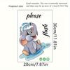 Contemporary Cartoon Elephant Wall Sticker, PVC "Please Flush" Toilet Decor, Self-Adhesive Bathroom Decal, Animal Theme Wall Art