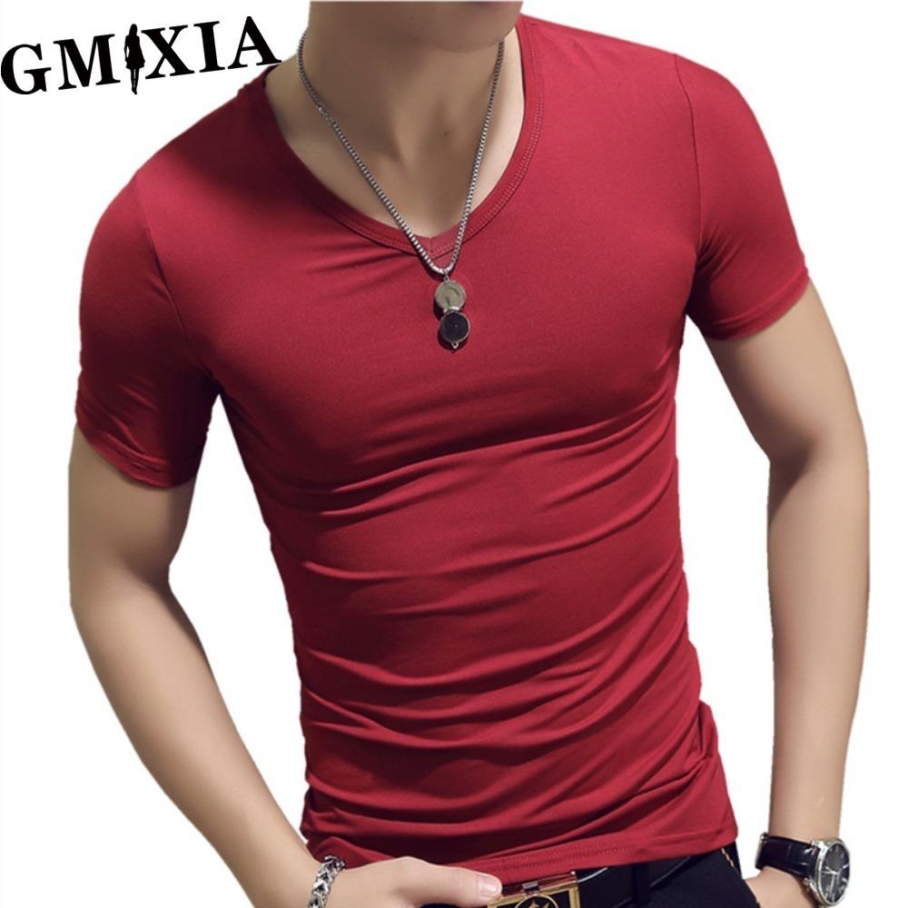 GMXIA Men's fashion casual solid color print Tops & T-shirts Shirt