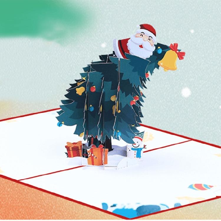3D Pop Up Christmas Cards Charming Tree and Santa Illustrations Joyful Gift