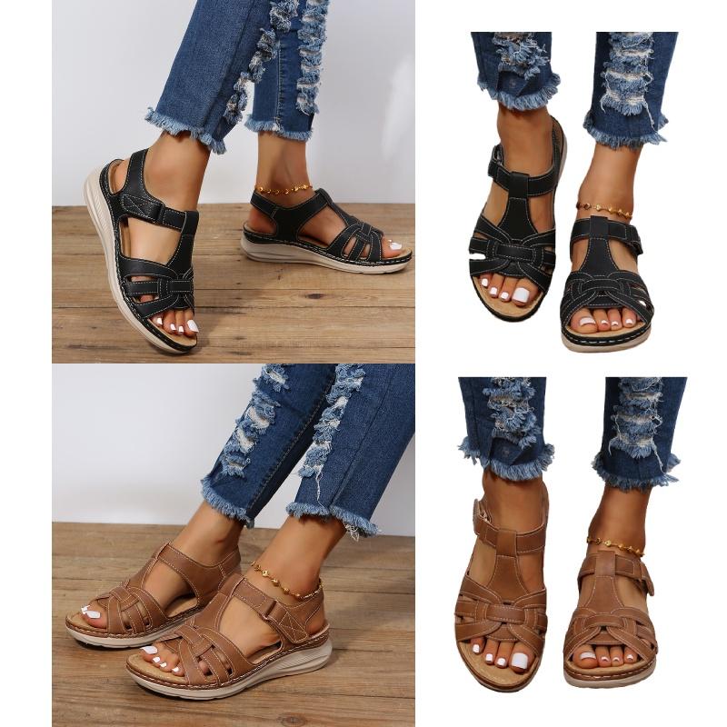 Grenzüberschreitende Mode im römischen Stil Vintage Damen-Sandalen mit weicher Sohle und bequemem Keilabsatz