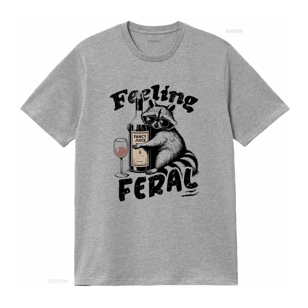 Feeling Feral Funny Raccoon T Shirt Sarcastic Trash Panda with Vintage Adult Humor Oversized Retro Grunge Design In Sunglasses
