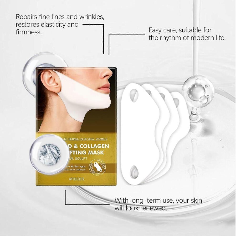 4er-Pack 24K Gold Collagen V-Lift Maske, Anti-Aging Gesichts- Und Halspflege