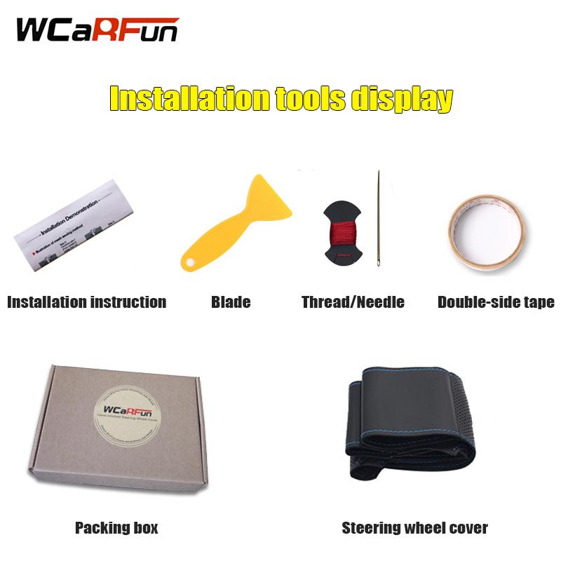 WCaRFun Hand-stitched Black Artificial Leather Car Steering Wheel Cover for Seat Ibiza 6L Leon 2007 2008