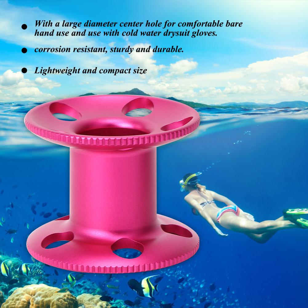 Dykfingerspole i aluminiumlegering med lina för fridykning, snorkling, undervattensutrustning