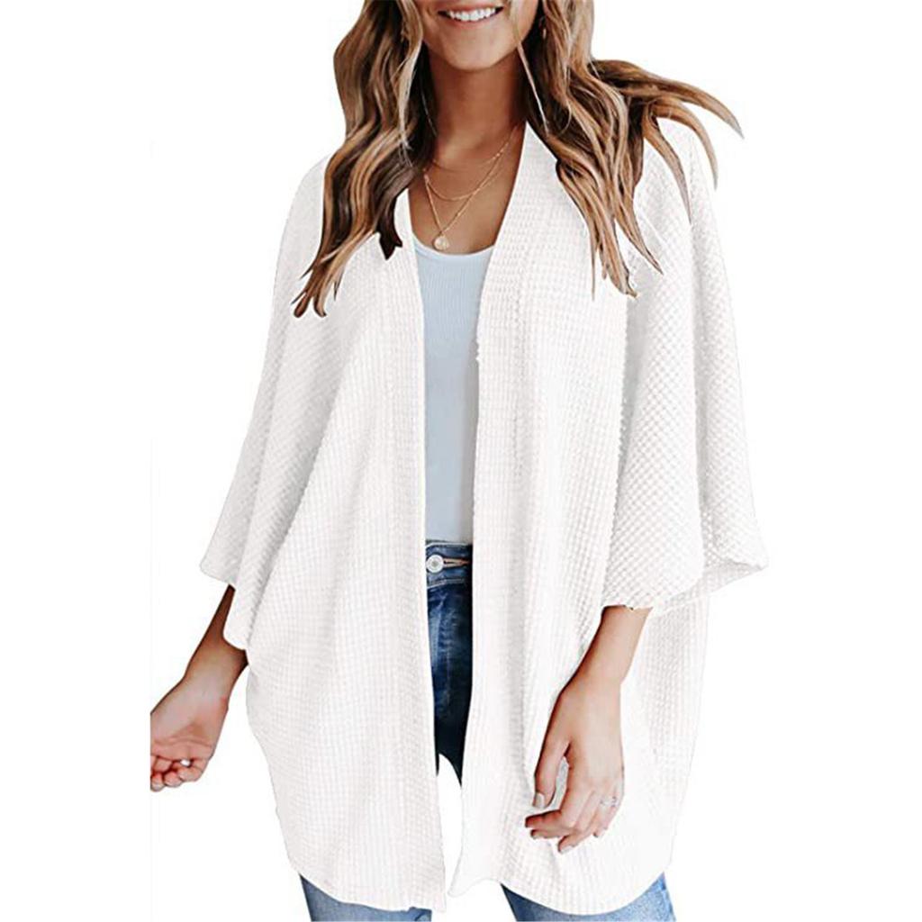 Women's Fashion Solid Color Loose Cardigan Sweater Knit Shirt T-Shirt Tops