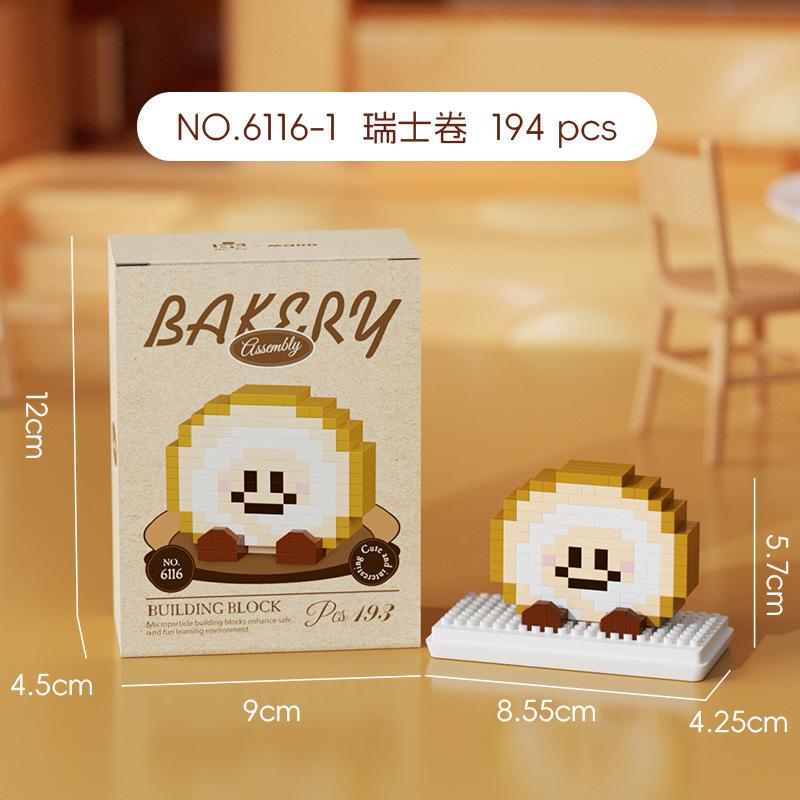 Compatible Building Blocks Bread Head Series Baguette Sandwich Swiss Roll Realistic Food Assembly Toy Figurine