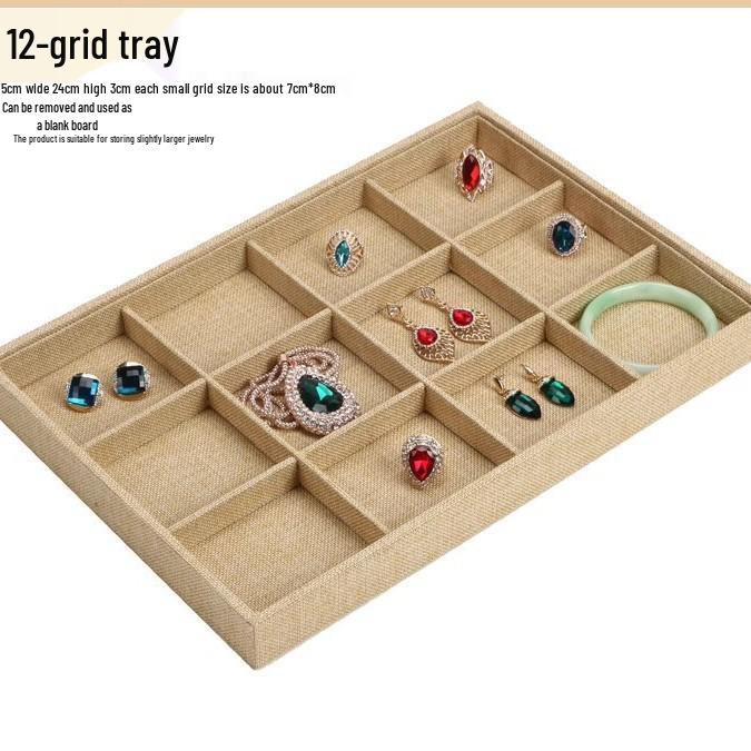 Jewelry Display Tray with Cross Ring Storage for Bracelets & Earrings