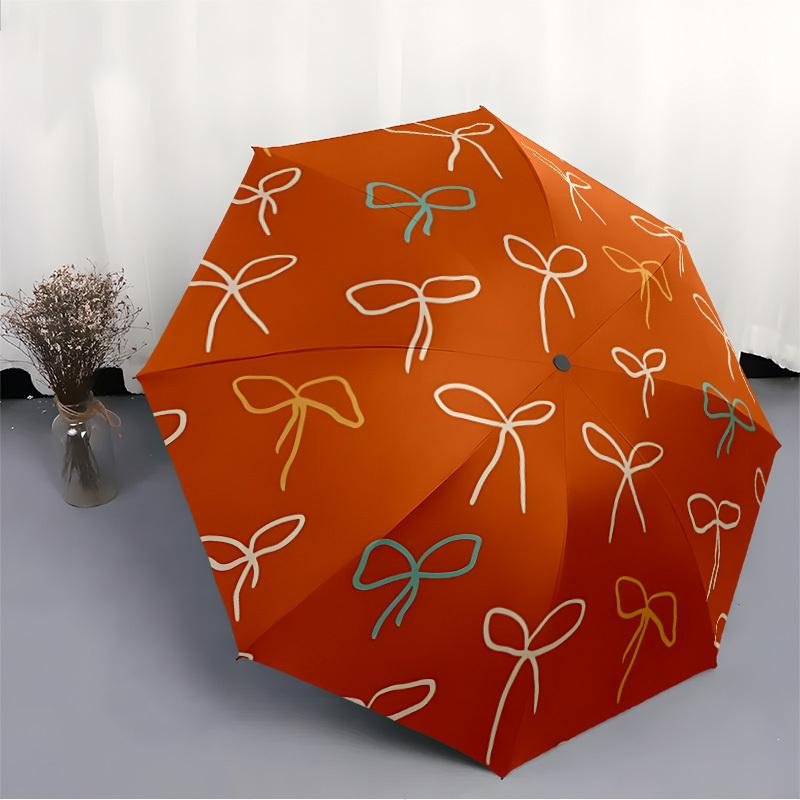 1pc Bow Pattern Automatic Open/Close Umbrella - Compact Travel Umbrella, Gift for Birthday, Holiday Yy260106055