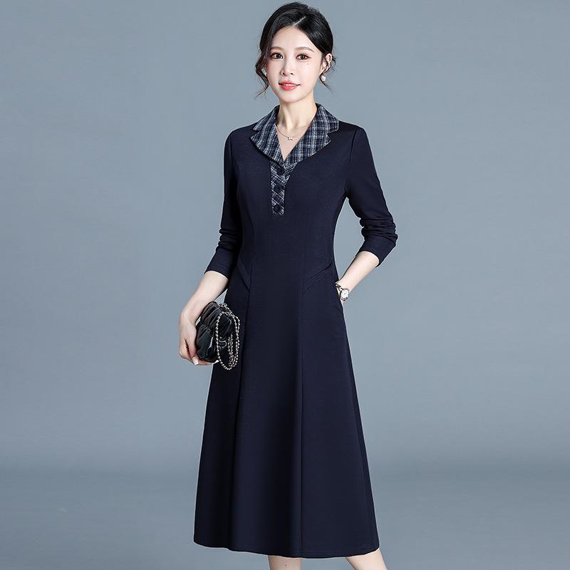 2026 Spring Plus Size Korean Style Elegant Knee-Length Women's Slim Fit Dress