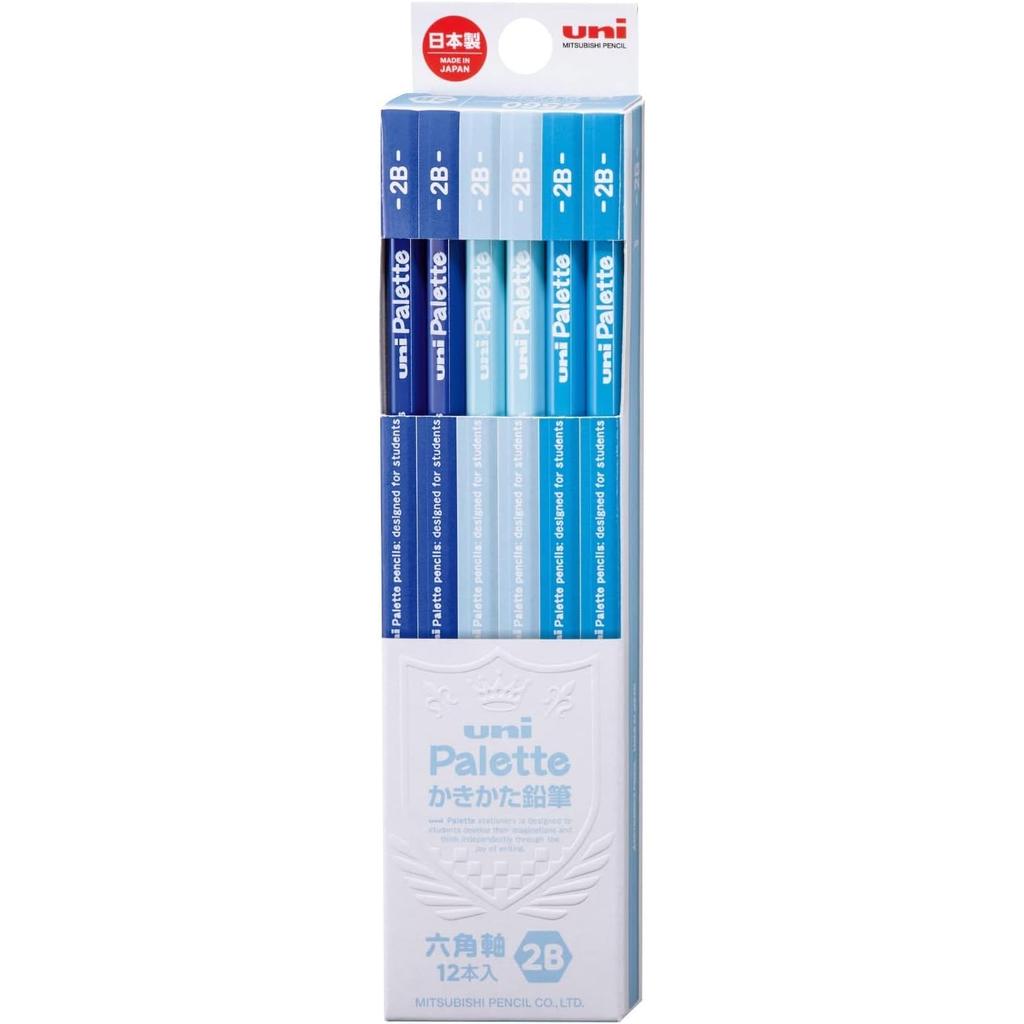 Mitsubishi Pencil Uni Palette 2B Writing Pencils, Pastel Blue, 1 Dozen (K55602B)