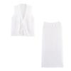 Kaslead New Women clothes Western Style Fashion Simple Lace-up Knitted Sleeveless Top Skirt Set