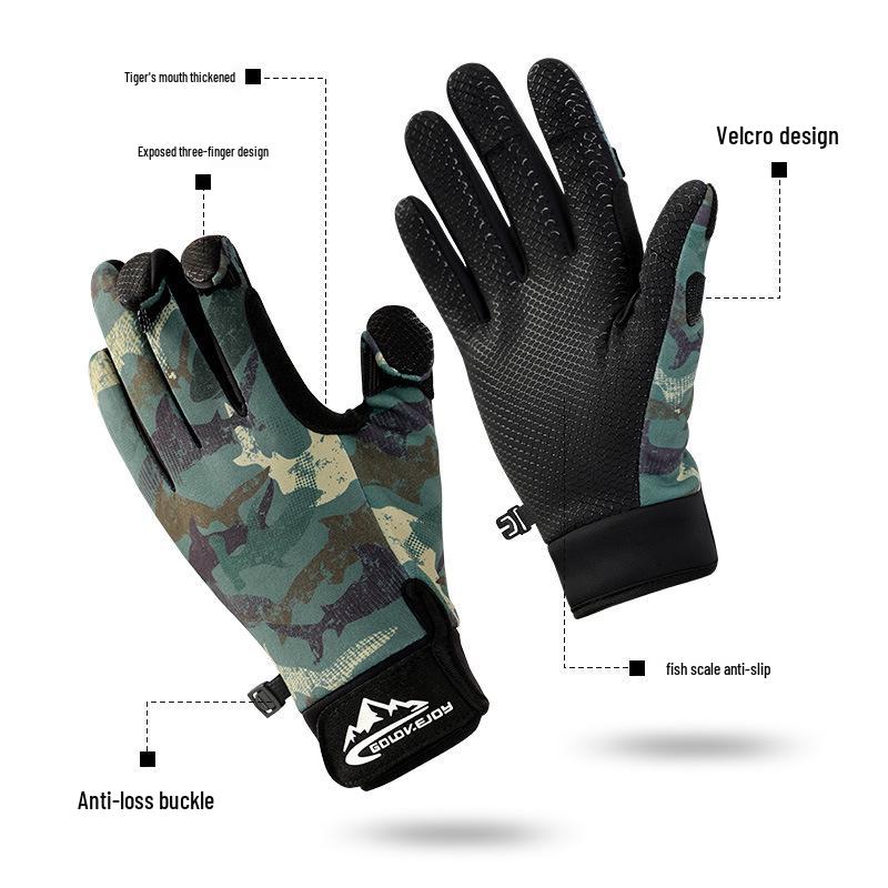 Warm Windproof Winter Fishing & Cycling Gloves for Men - Non-Slip, Touchscreen-Compatible, Fleece-Lined