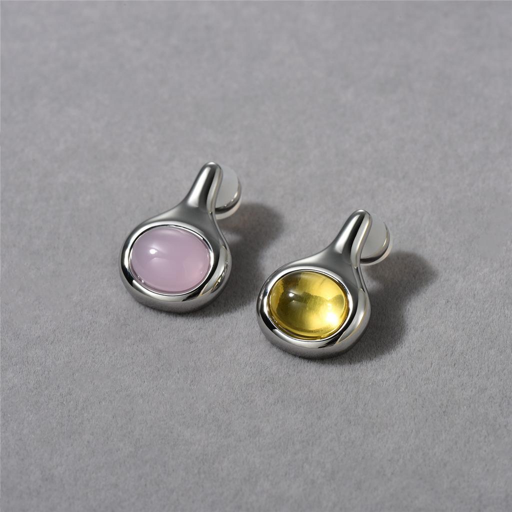 Wind Temperament Sweet Four-Color Crystal Stud Earrings Fashion Commuter Jewelry Niche Simple Earrings Women