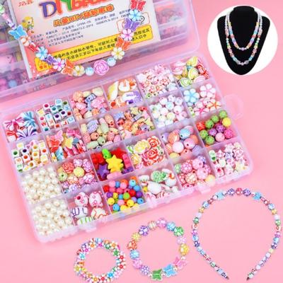 550pcs DIY Handmade Beaded Children's Toy Creative Loose Spacer Beads Crafts Making Bracelet Necklace Jewelry Kit Girl Toy Gift