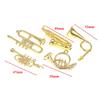 24Pcs/Set Mini Golden Trumpet Saxophone Wind instruments Doll Musical Instrument for Dolls Music House Bar Doll Accessories