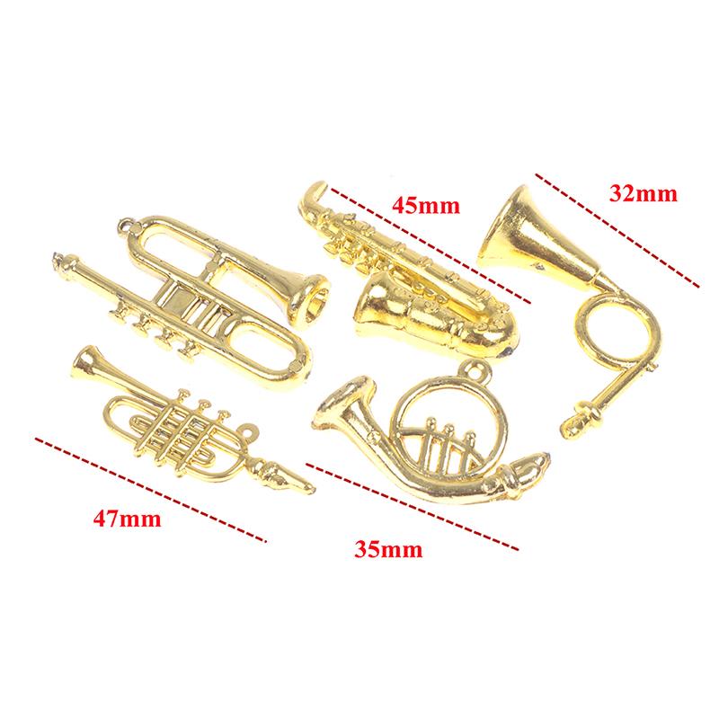 24Pcs/Set Mini Golden Trumpet Saxophone Wind instruments Doll Musical Instrument for Dolls Music House Bar Doll Accessories