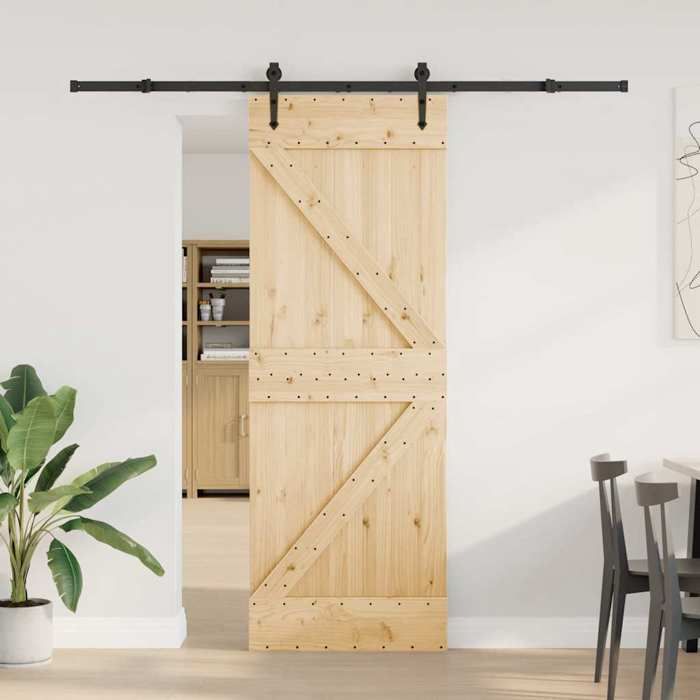 VidaXL Sliding Door and Hardware Kit 70x210 Cm Solid Pine 3332646