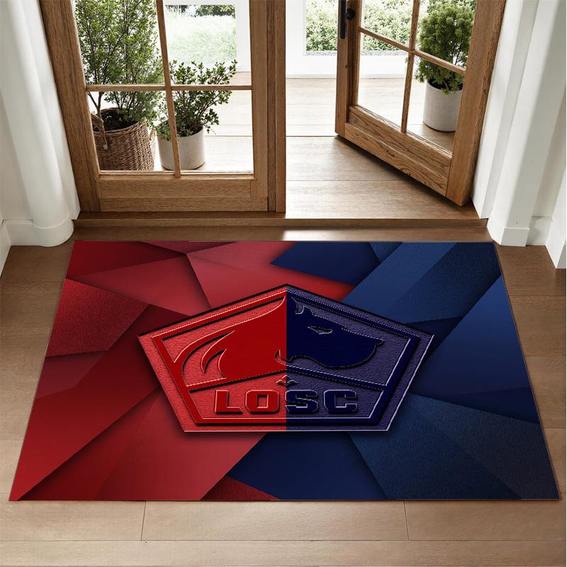 LOSC Lille FC Design Crystal Velvet Rug Soft Decorative Mat for Bedroom Entrance