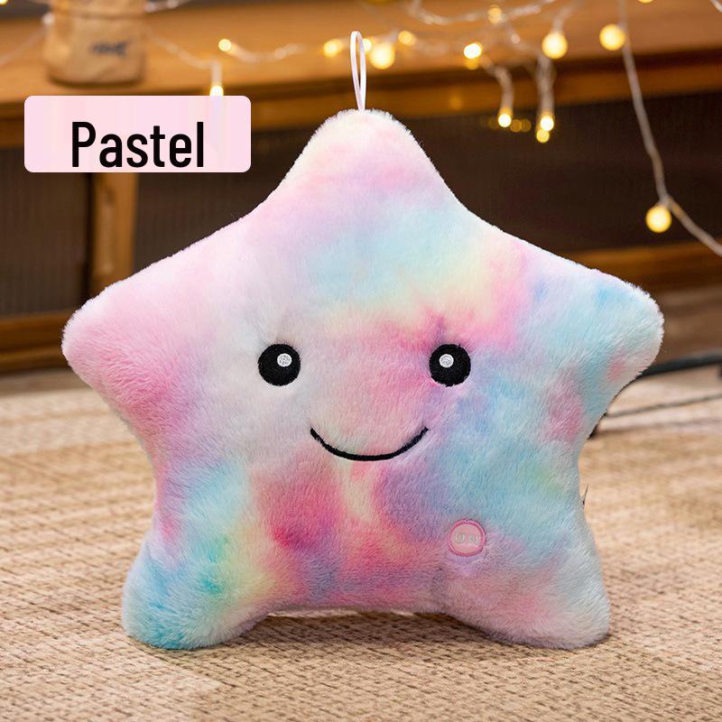 Luminous Five-Pointed Star Throw Pillow: Colorful Plush Toy Decoration for Sofa or Gift