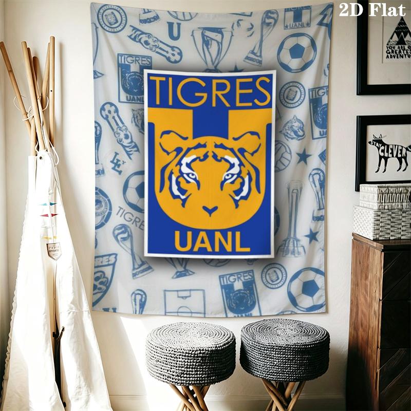 Tigres UANL Wall Tapestry Aesthetic Wall Hanging Printed Fabric Blanket Decorative Tapestries for Bedroom Living Room Home Decor