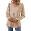 V-neck Pullover Chiffon Shirts Flared Long-sleeved Women's Blouses & Shirts