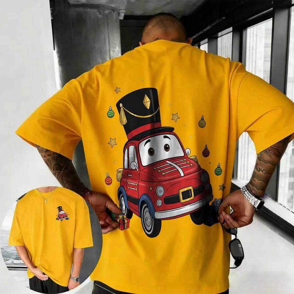 202526 Summer Disney Cars Lightning McQueen Cartoon Pattern 100 Cotton Printed Tshirt Comfortable Breathable Mens Clothing