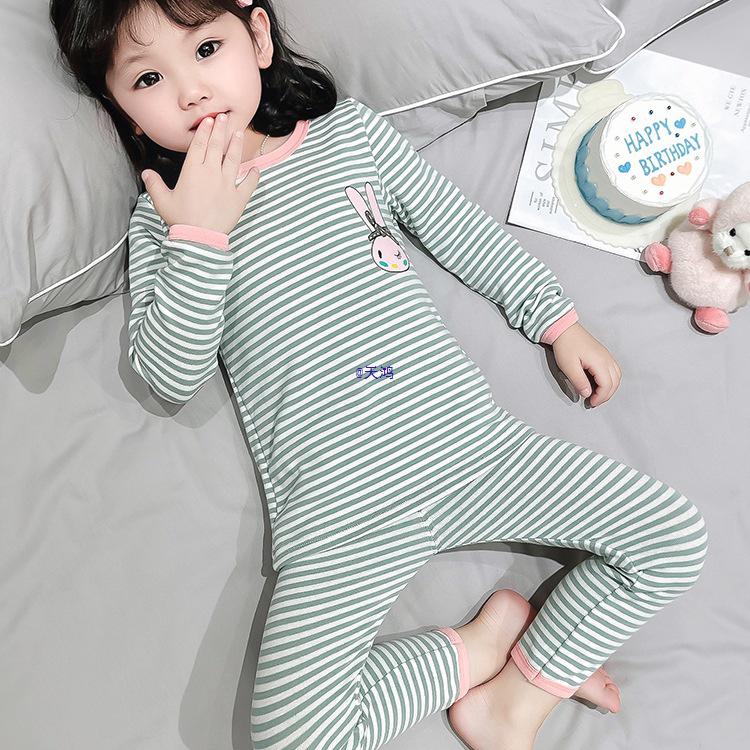 Girls' Fleece-Lined Cotton Pajama Set for Autumn/Winter - Warm Infant and Baby Homewear