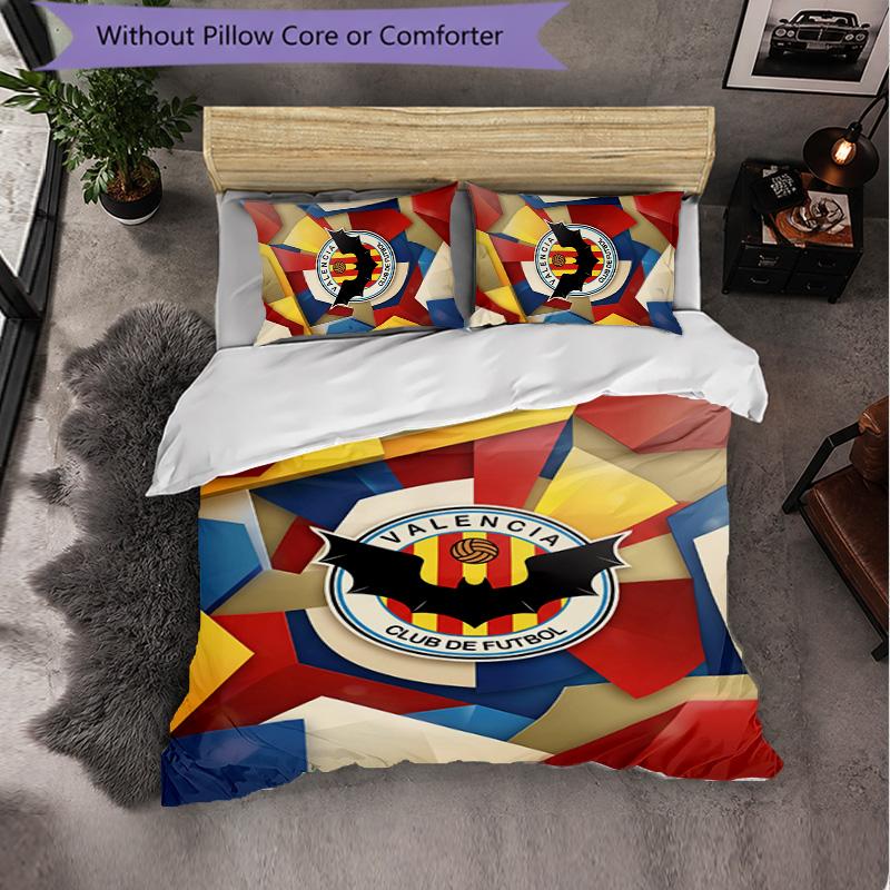 Valencia FC Themed Bedding 3Pcs Duvet Cover Set Decorative Bed Linen For Teen Room Home Decoration