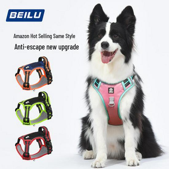 Kariertes reflektierendes Hunde- & Katzengeschirr mit Leine