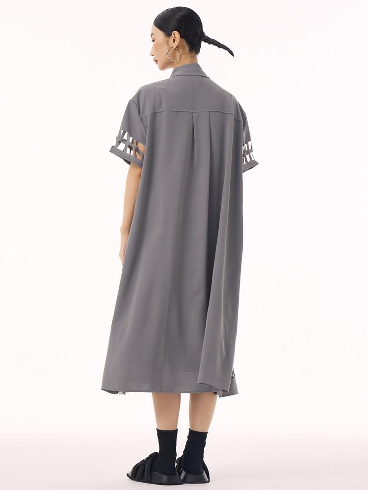 Xitao Kleid mit halblangen Ärmeln und Patchwork-Muster aus Netzstoff GMM1351