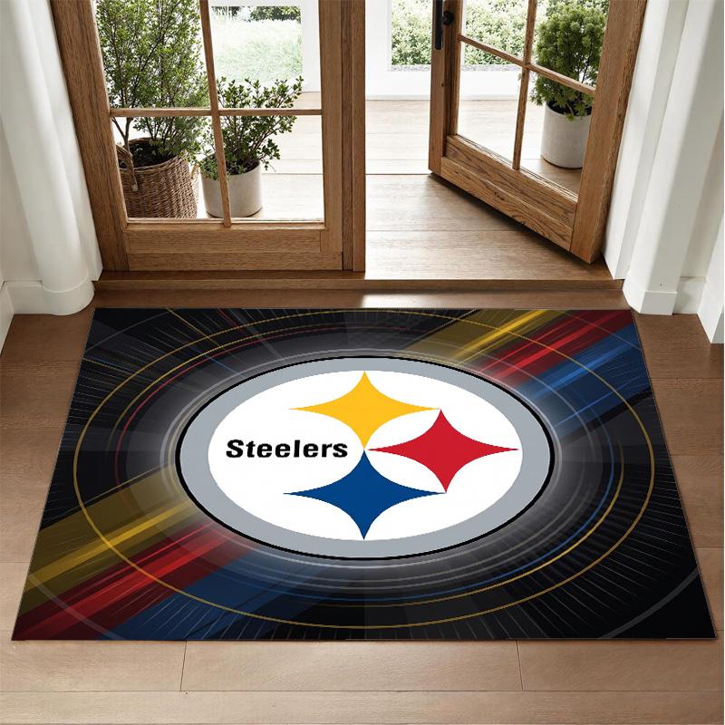Pittsburgh Steelers Design Crystal Velvet Rug Soft Decorative Mat for Bedroom Entrance