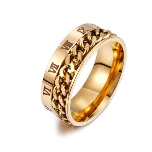 Anello Rotante Antistress da Dito Catena in Acciaio Inossidabile Uomo Classico Roma Senso di Potere Digitale Regalo