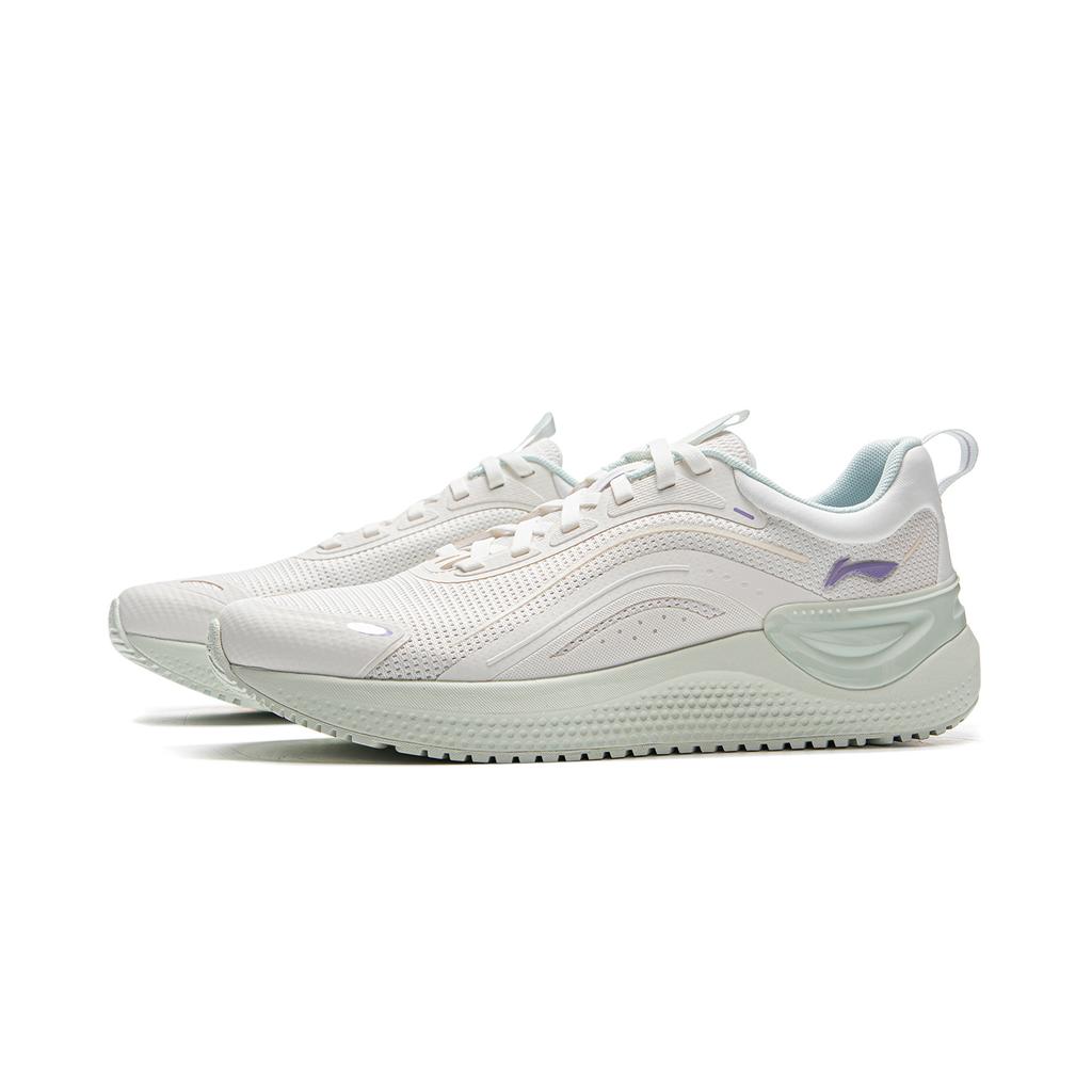 Li Ning Cushioning Slip Resistant Abrasion Resistant Lightweight Low Top Running Shoes Women's Mist White ARSV016-2