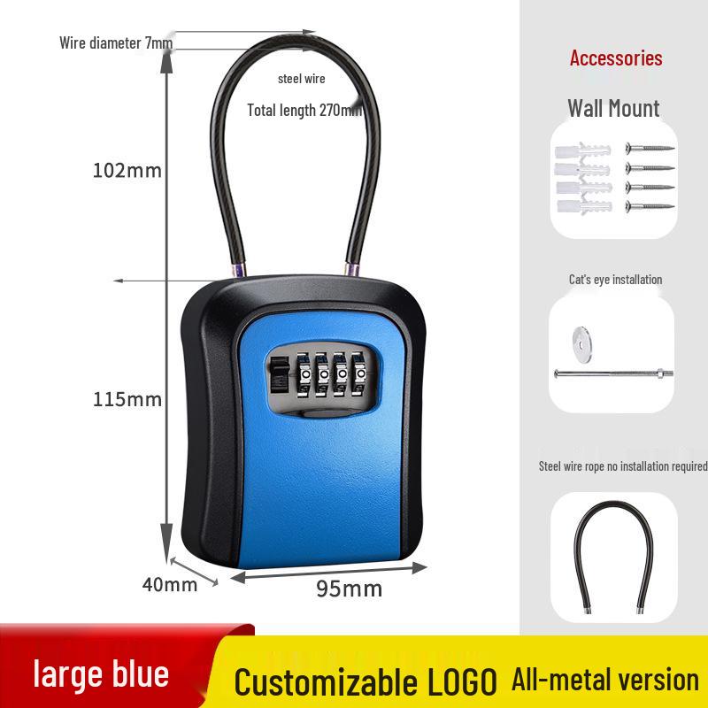 Wall-Mounted Key Lock Box for Temporary Sites with Peephole - No Drill Installation