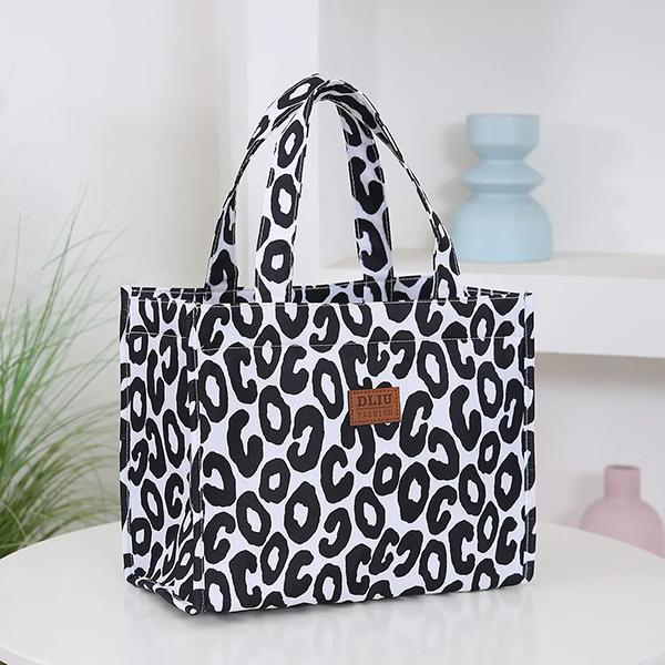 WTEMPO Aluminum Foil Insulated Work Hand-carried Lunch Bags Canvas Lunch Box Handbags Ethnic Style Retro Mommy Bags