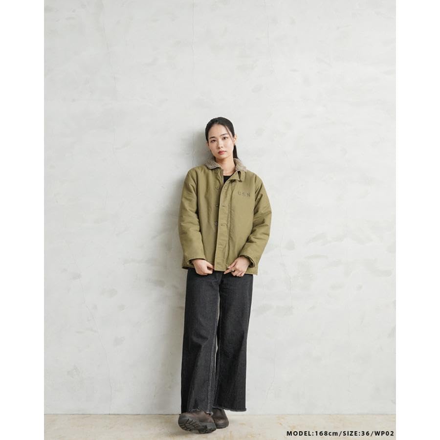 WAIPER Navy Deck Jacket with Stencil Tan Size 36 U.S. N-1 U.S.N. - [WP02] (S)