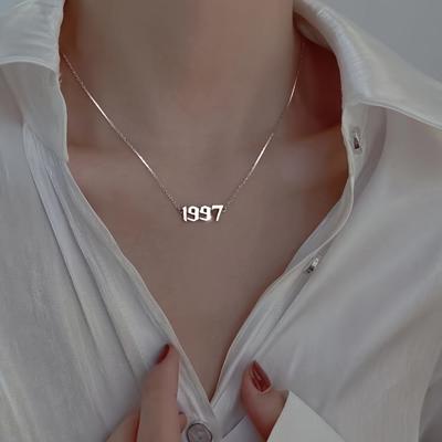 1999 Titanstahl Minimalistische Zahlenkette - Unisex Jubiläumsschmuck Geschenk für Valentinstag, Freizeitkleidung & Besondere Anlässe