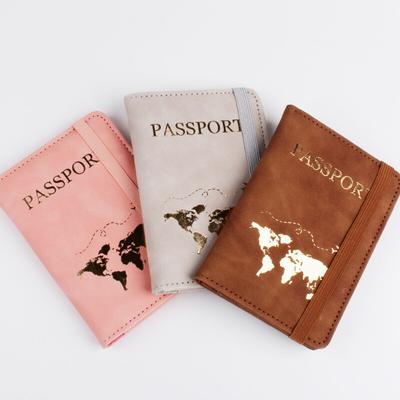 Accessori da viaggio personalizzati Custodia per passaporto Borse a portafoglio Custodia per passaporto in pelle PU con blocco RFID Stile elastico