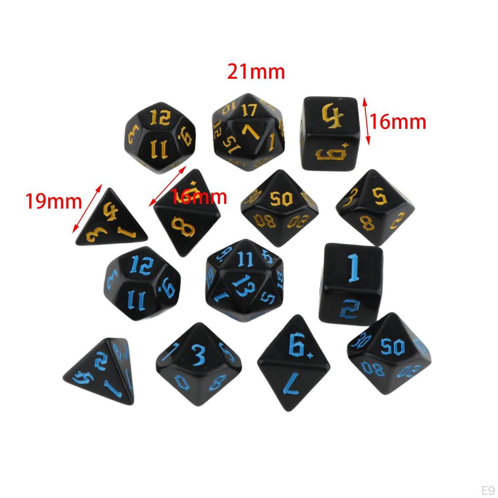 14 Pieces Polyhedral Dices Set Acrylic D4-d20 Game Playing Multi Sided for