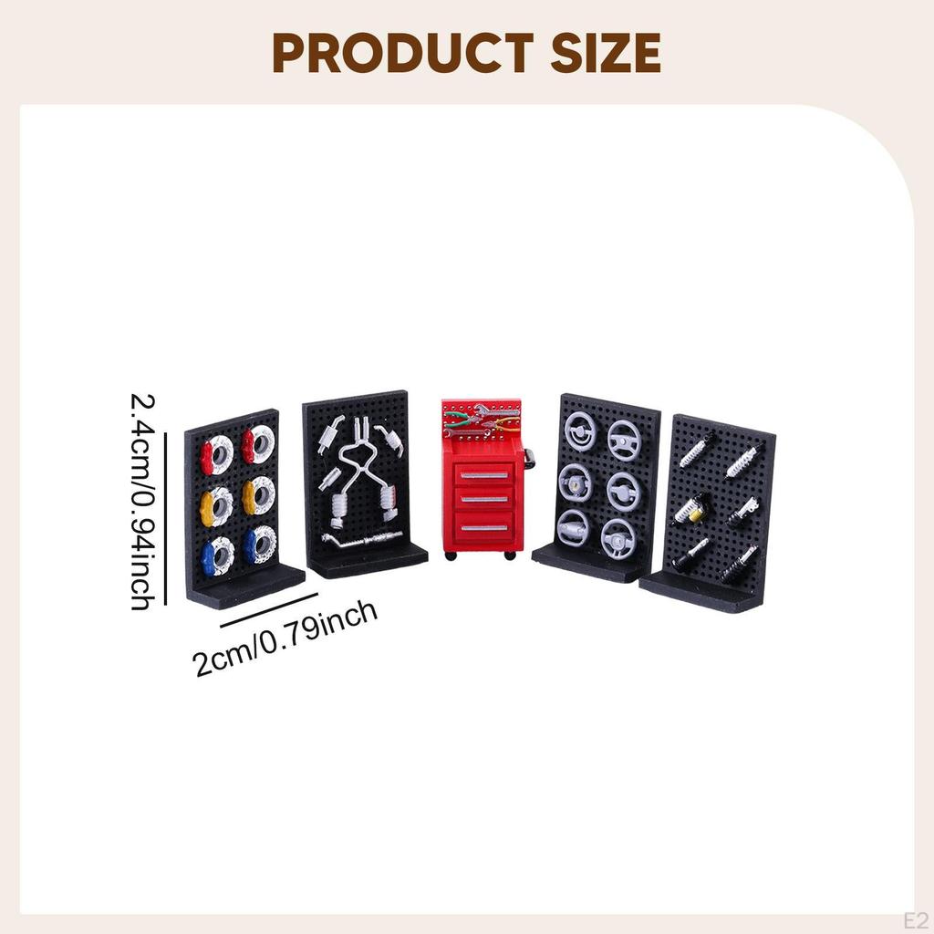 5x Car Accessories Model Modification Parts 1/64 Workshop Equipment Collectible Display Wall