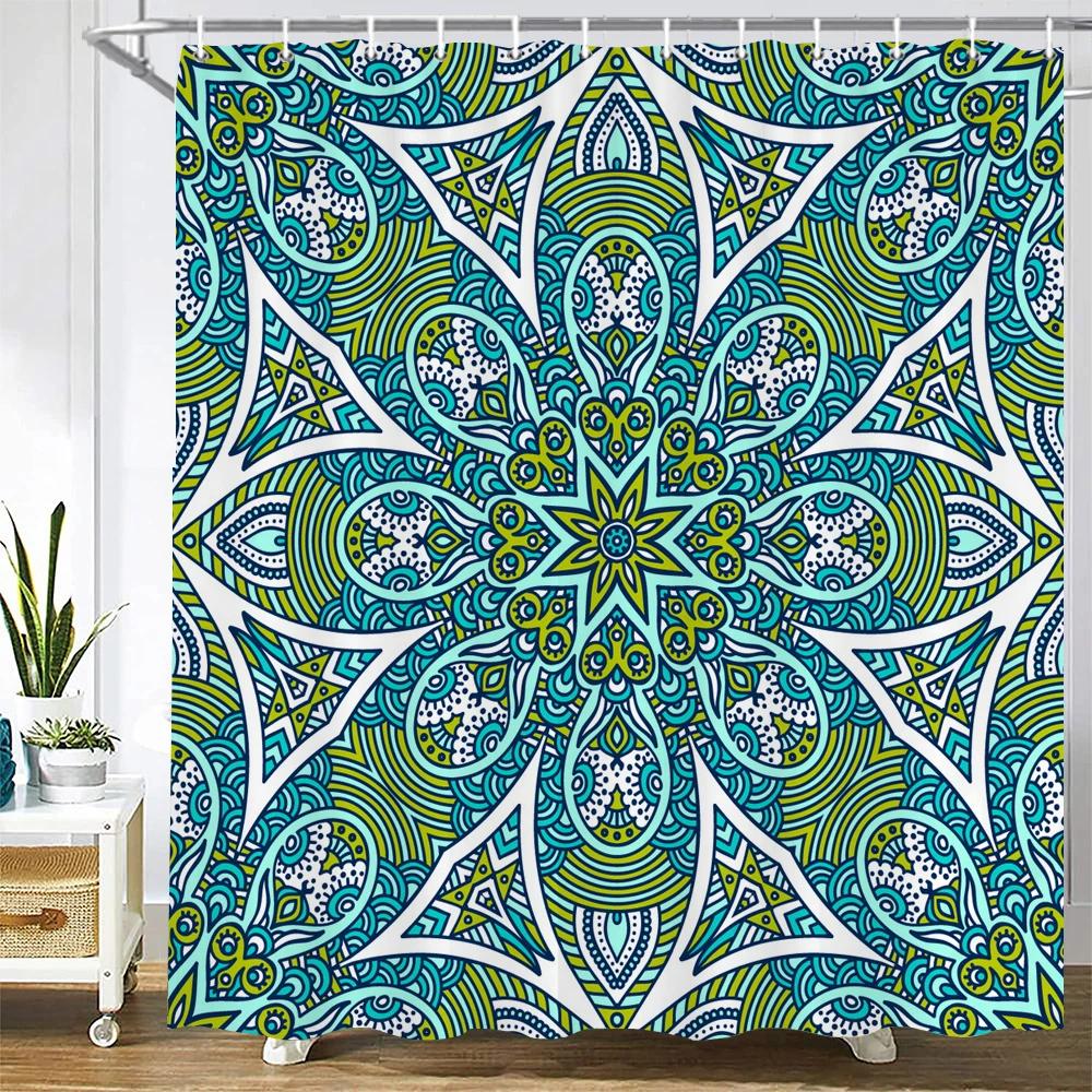 Indian Bohemian 3d Shower Curtains Waterproof Fabric Print Boho Mandala Bathroom Curtain With Hooks Decor 180*200 Bathtub Screen