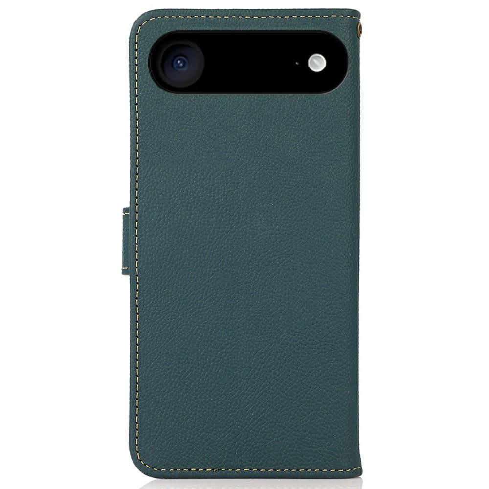 KHAZNEH for iPhone 17 Air Case Genuine Cow Leather RFID Blocking Wallet Phone Cover