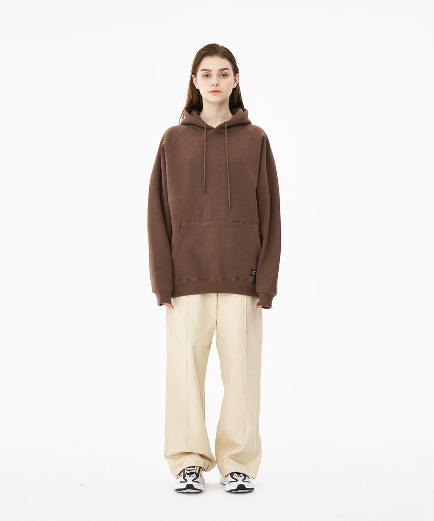 Tone-Down Raglan Oversized Fleece Hoodie Brown