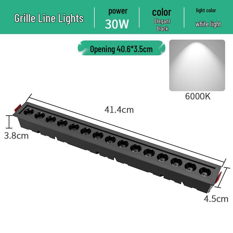 Embedded LED Linear Grille Light: Anti-Glare Rectangular Lamp for Living Room