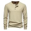 Men's Four-Button Waffle Knit Henley Long Sleeve T-Shirt