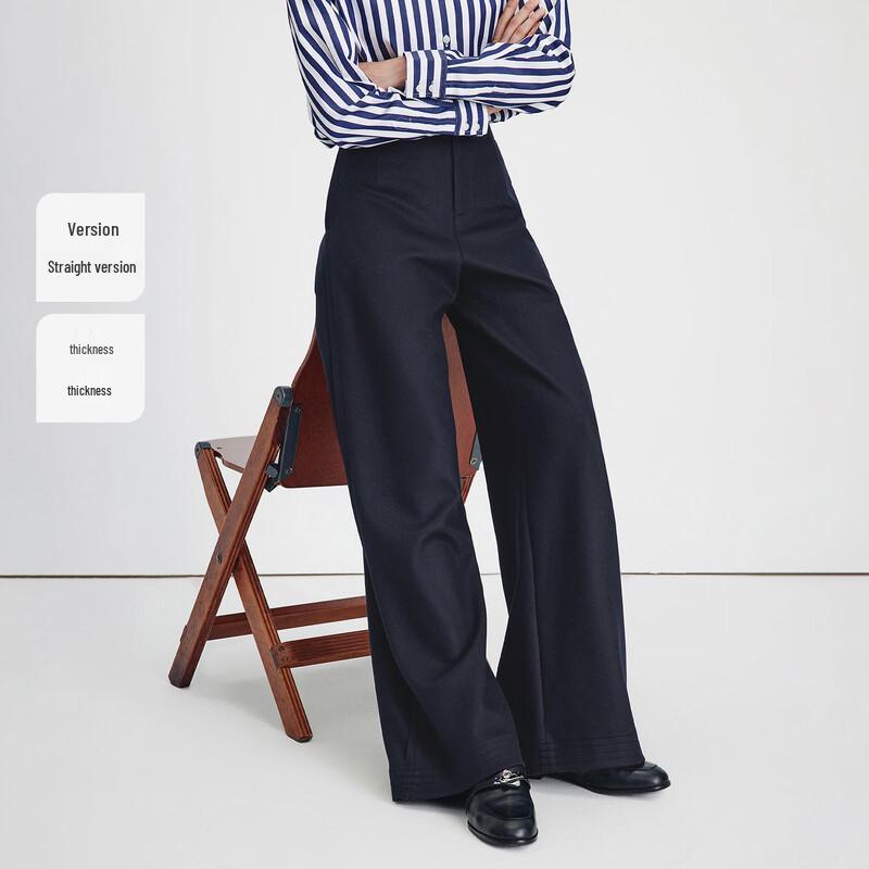 Navigare Women's Winter Wool Blend Straight-Leg Trousers