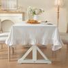 Striped Cotton Tablecloth With Ruffled Hem Dining Table Square Round Decorative Home Kitchen