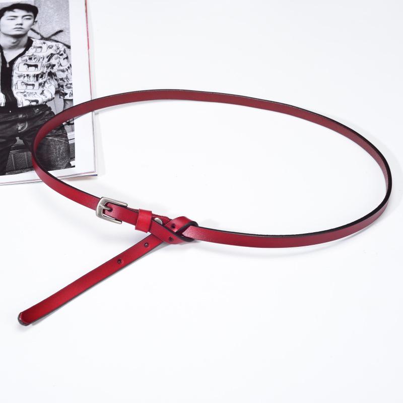 Women's Genuine Leather Thin Belt - Simple, Versatile, Soft Cowhide for Dresses and Jeans