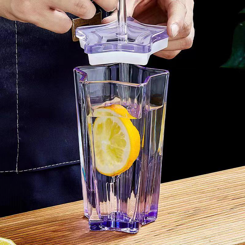 High-Value Five-Pointed Star Glass Cup: Portable Straw Student Drinkware for Coffee, Milk, Water